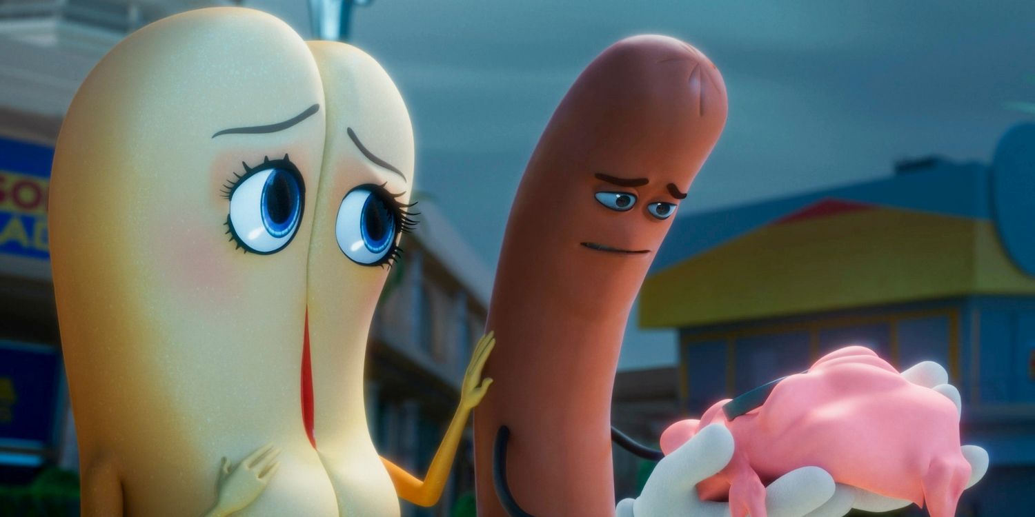 Brenda comforting Frank over Gum's death in Sausage Party: Foodtopia