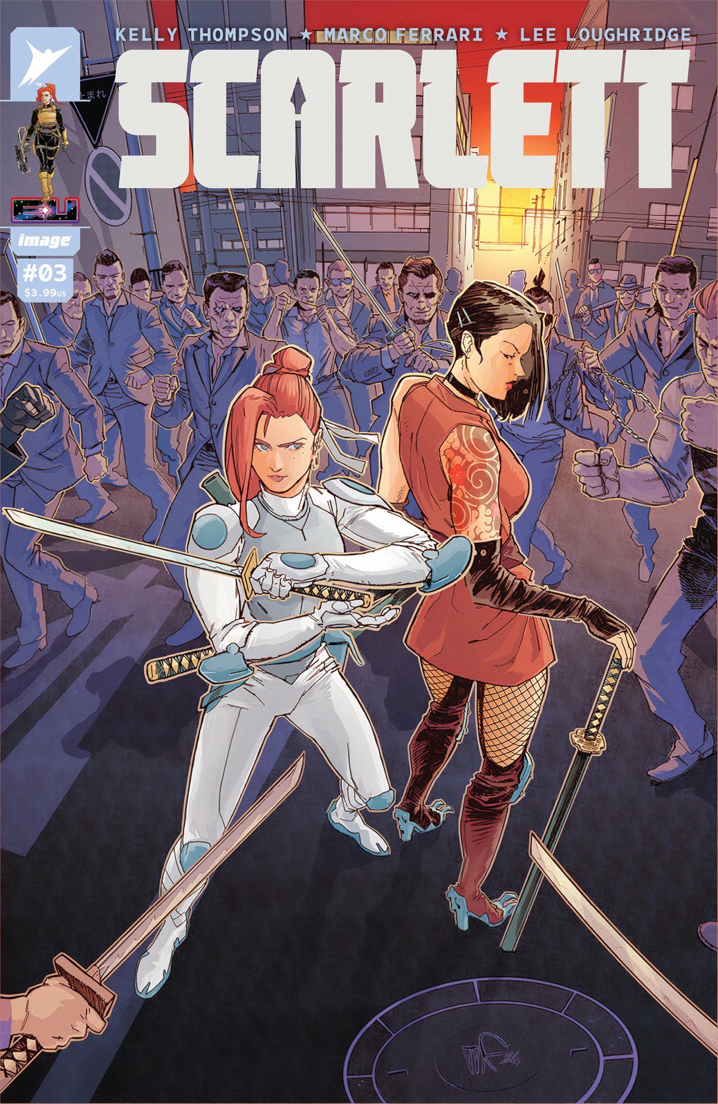 Scarlett #3 capa Scarlett e Jinx cercadas por ninjas