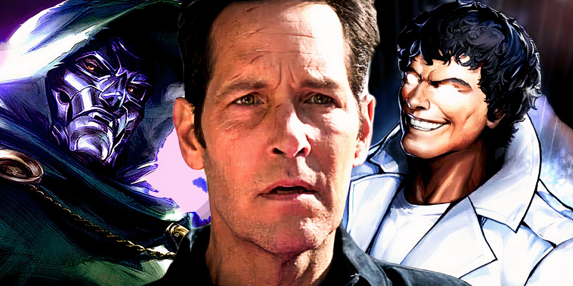 Scott Lang preocupado no final de Homem-Formiga e a Vespa Quantumania ao lado do Doutor Destino e do Beyonder