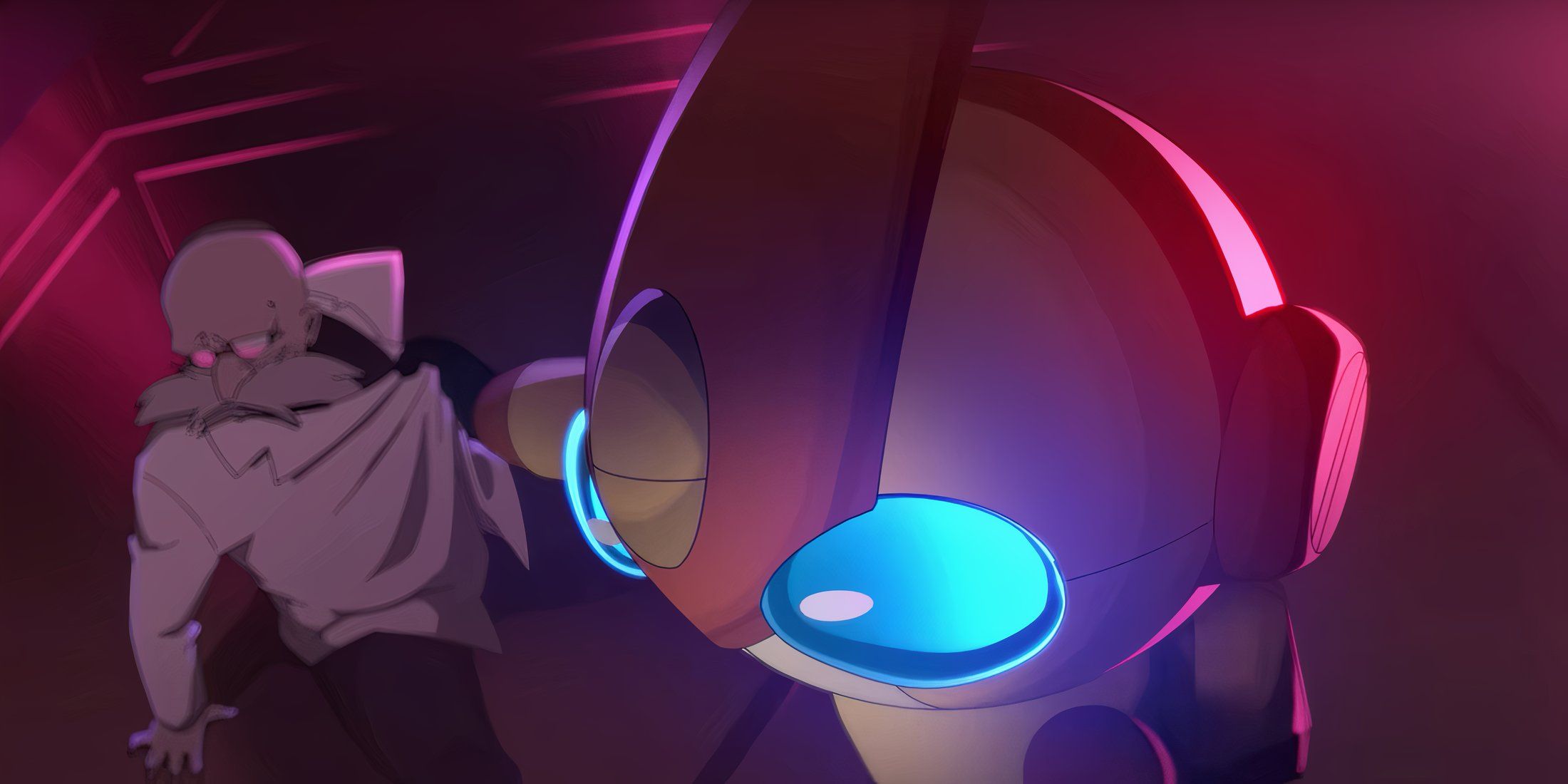 Emerl standing over Dr. Gerald Robotnik in Sonic x Shadow Generations Dark Beginnings