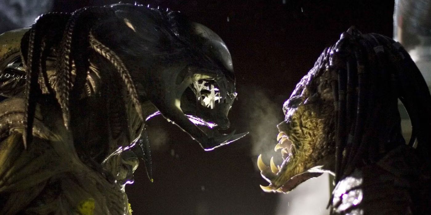 Um confronto entre Predator Wolf e Predalien em Aliens vs. Predator: Requiem