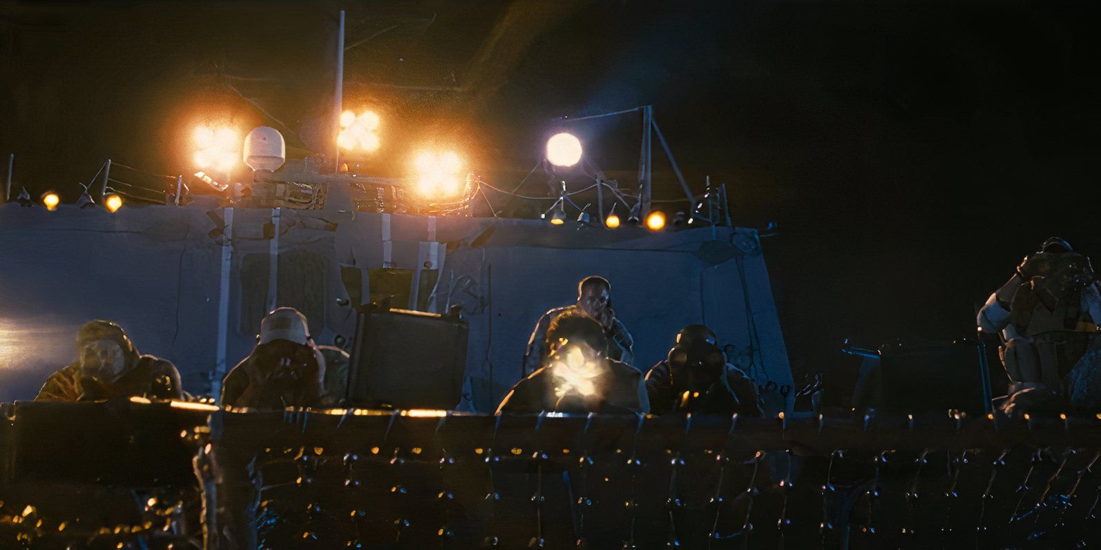 SEAL Team Six fires sniper shots at the Somali pirates in Captain Phillips