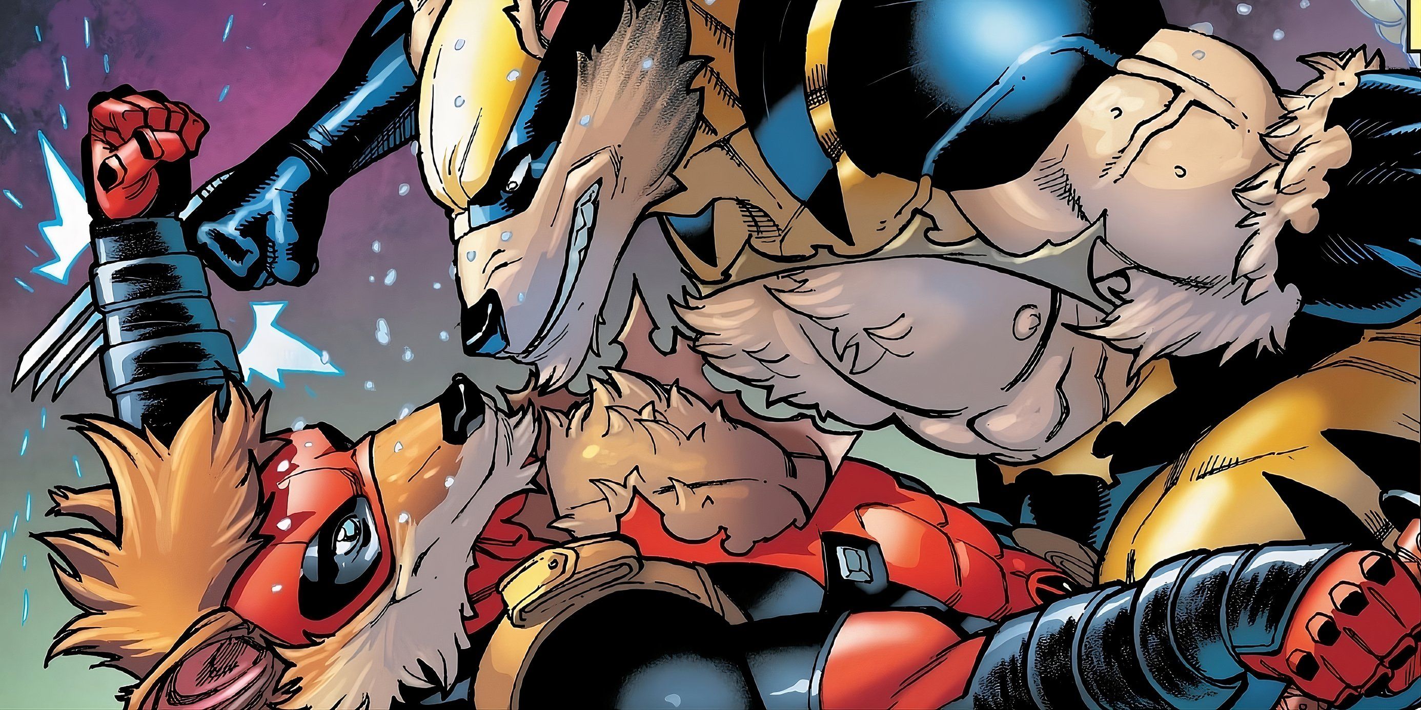 Deadpool e Wolverine lutam em novas formas animais antropomórficas.