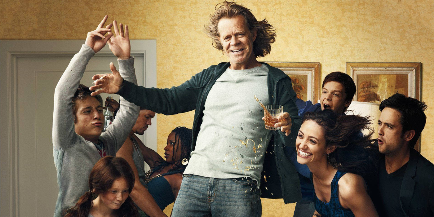 The Gallagher family partying in Shameless Season 1 Poster