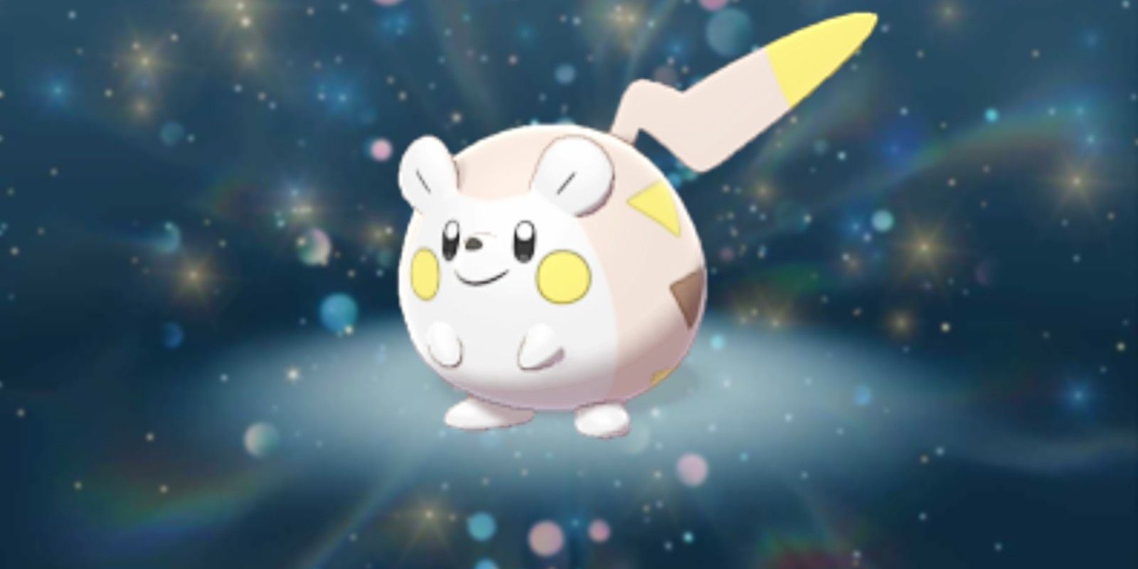 Togedemaru resplandeciente con fondo resplandeciente en Pokémon GO