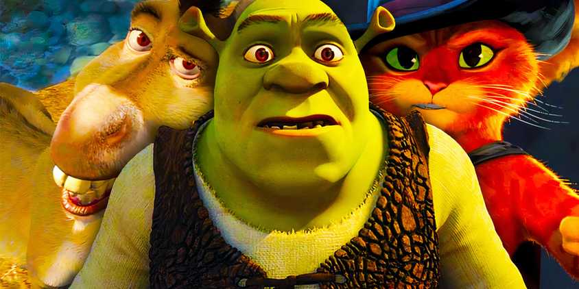 A custom image of Donkey, Shrek, and Puss in Boots from the Shrek franchise