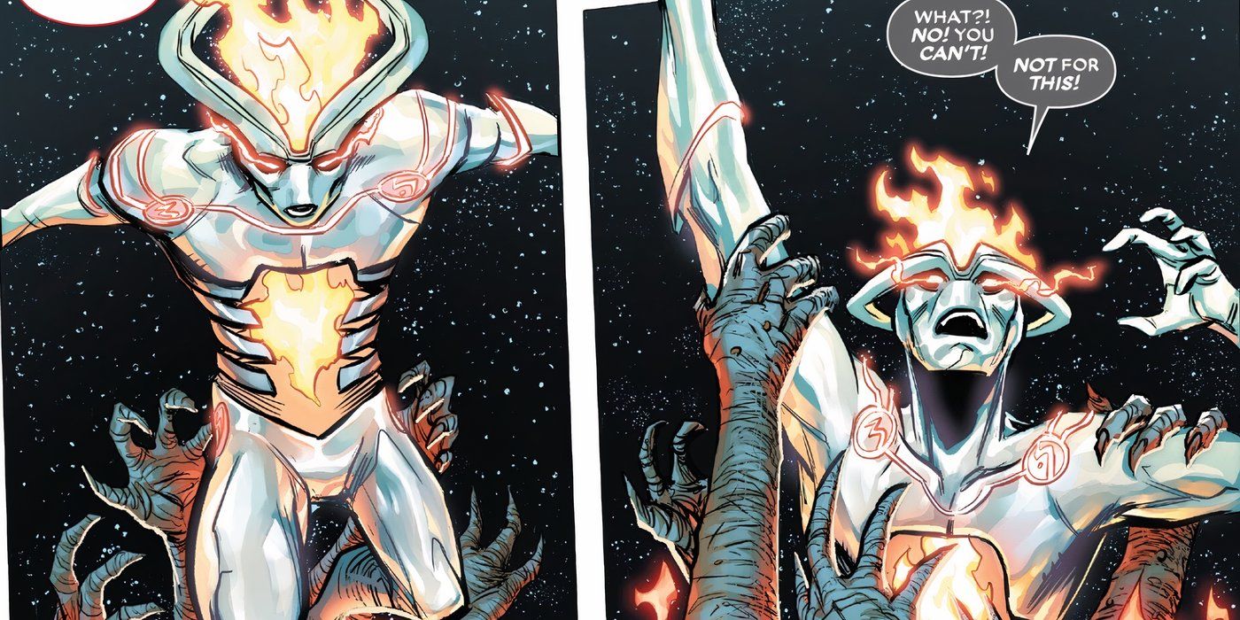 Silver Surfer 2099 é arrastado para o inferno através de sua prancha por mãos demoníacas