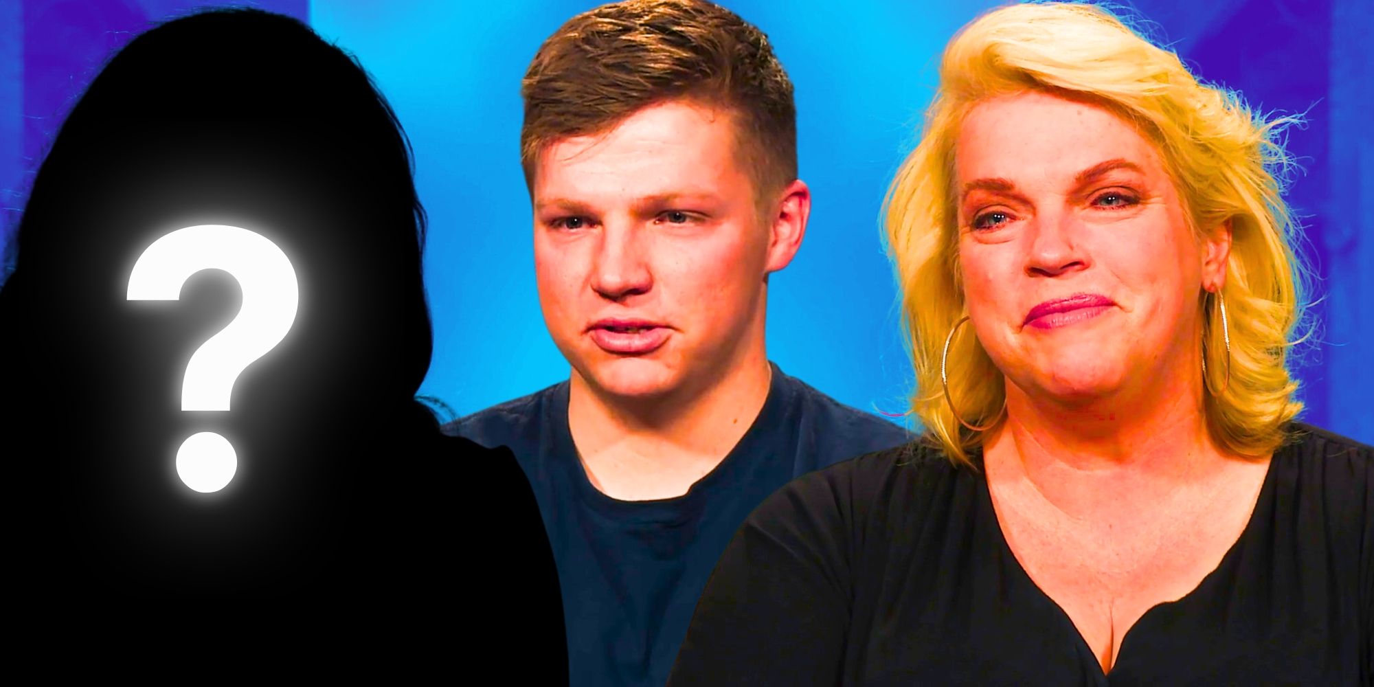 Sister Wives Janelle and Garrison Brown in side by side images with third mystery figure