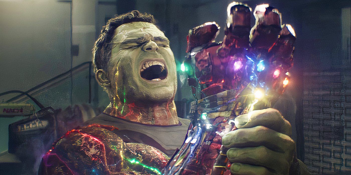 Hulk inteligente usando a Manopla do Infinito em Vingadores Ultimato