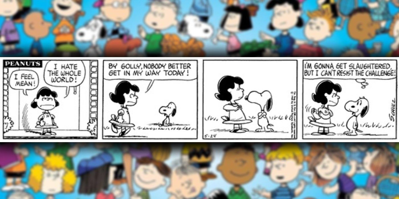 snoopy calls out lucy in peanuts comic