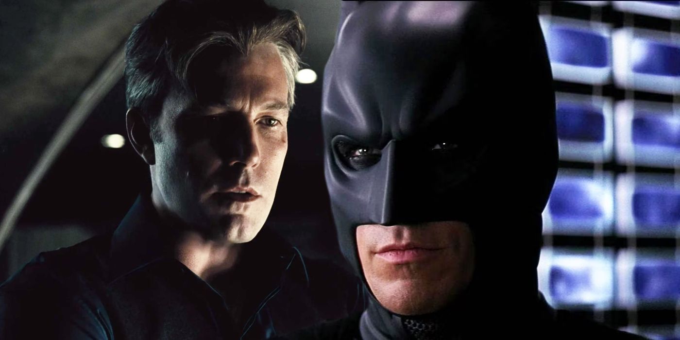 Split image of Ben Affleck as Batman and Christian Bale as Batman