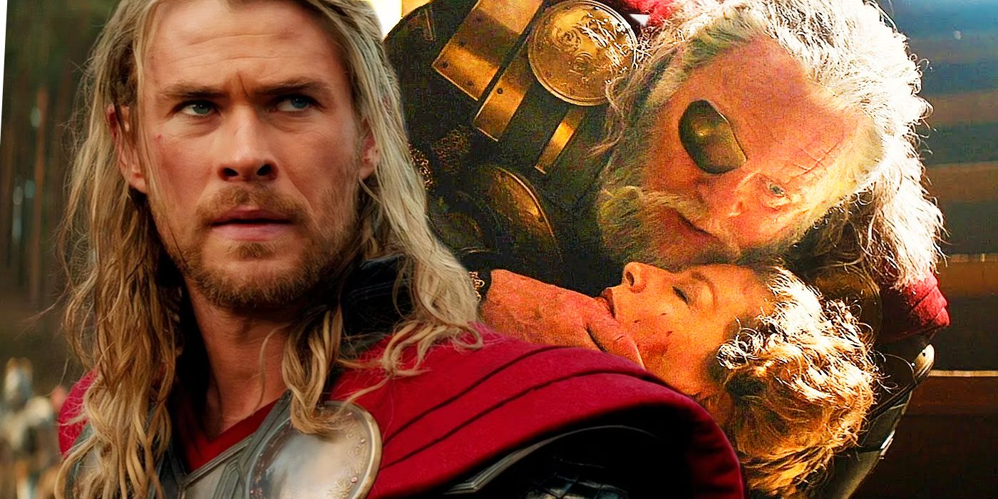 Split image of MCU Thor and Frigga's death