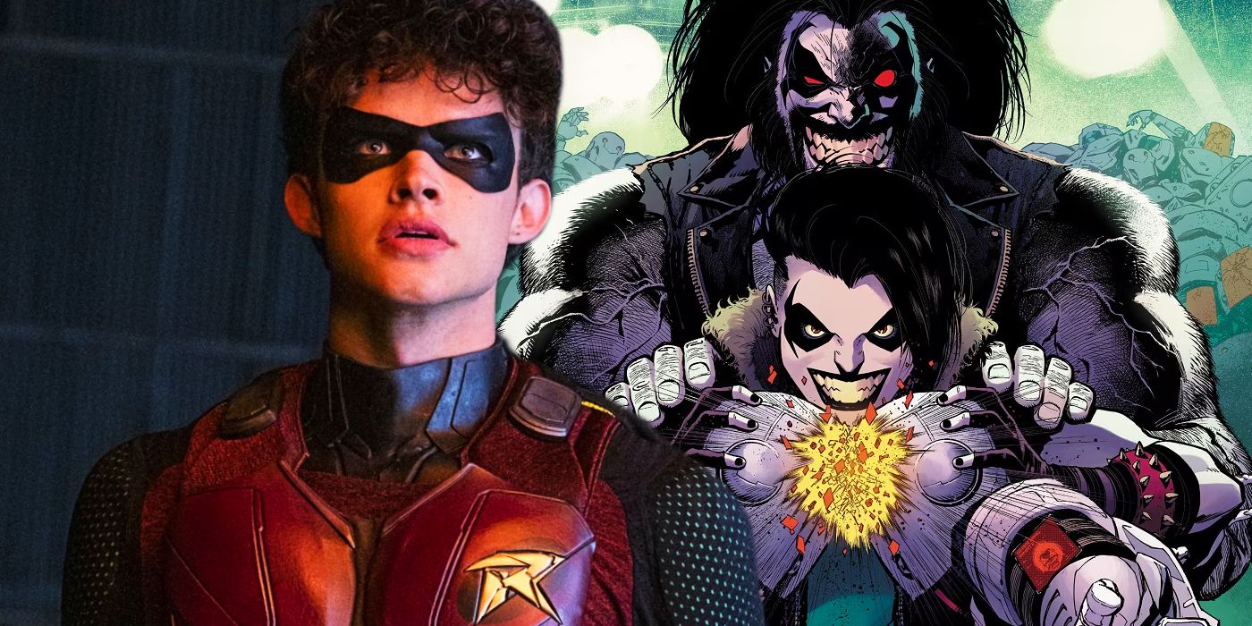 Split image of Robin in Teen Titans and Lobo and Crush in DC comics