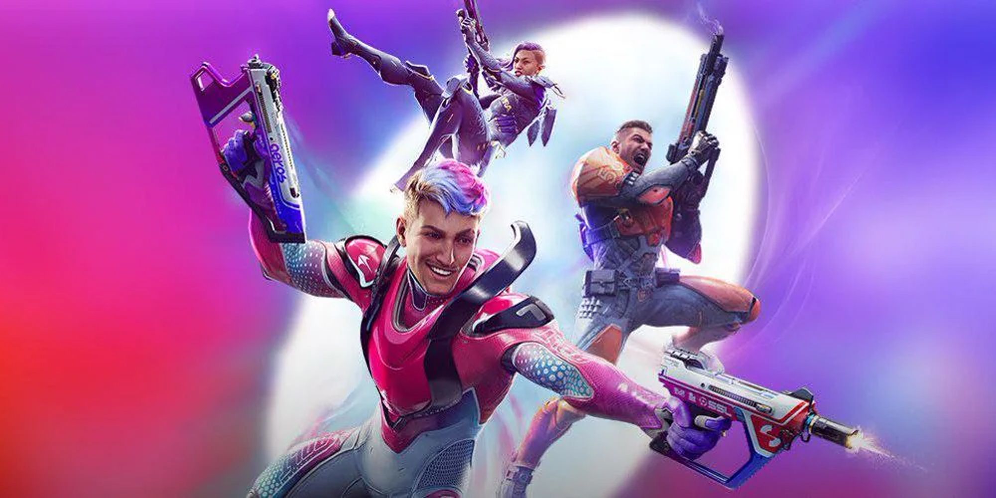 Três facções de Splitgate 2 passando por um portal