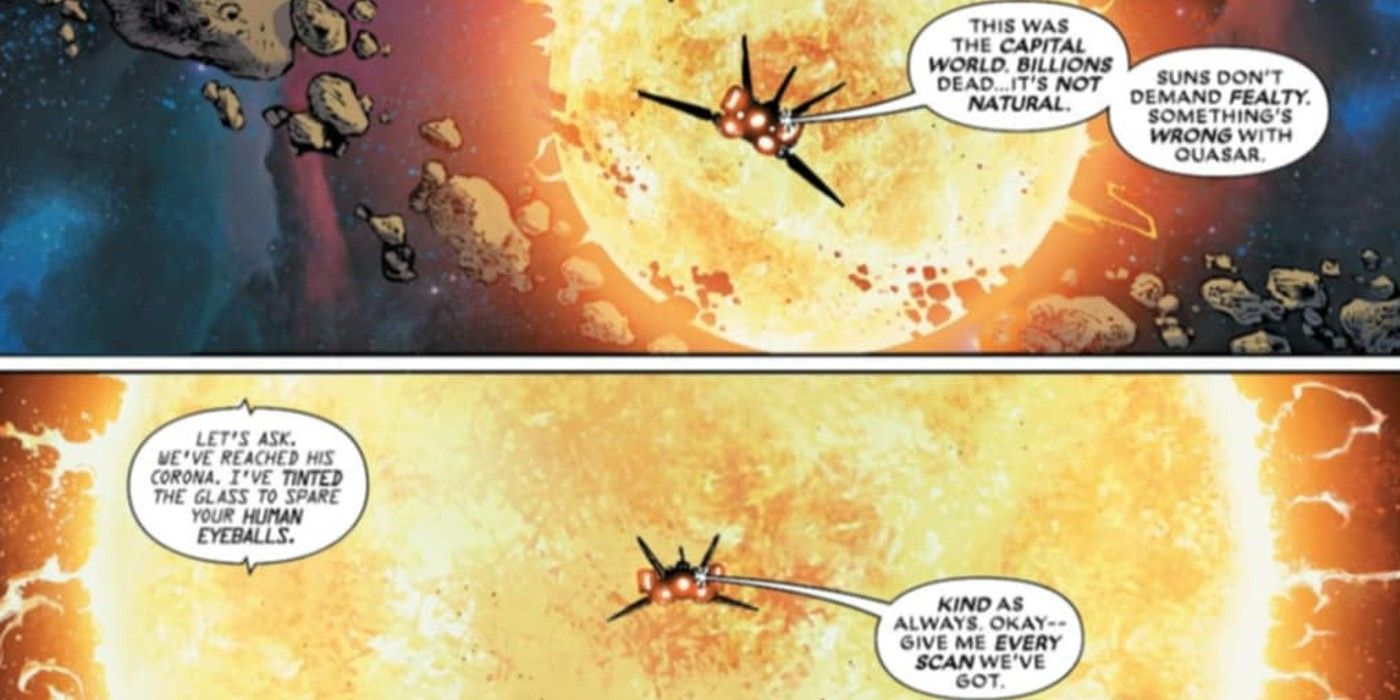 El Umbingeli, la nave inteligente de Star-Lord, protege los intereses del héroe en Annihilation 2099 #2.