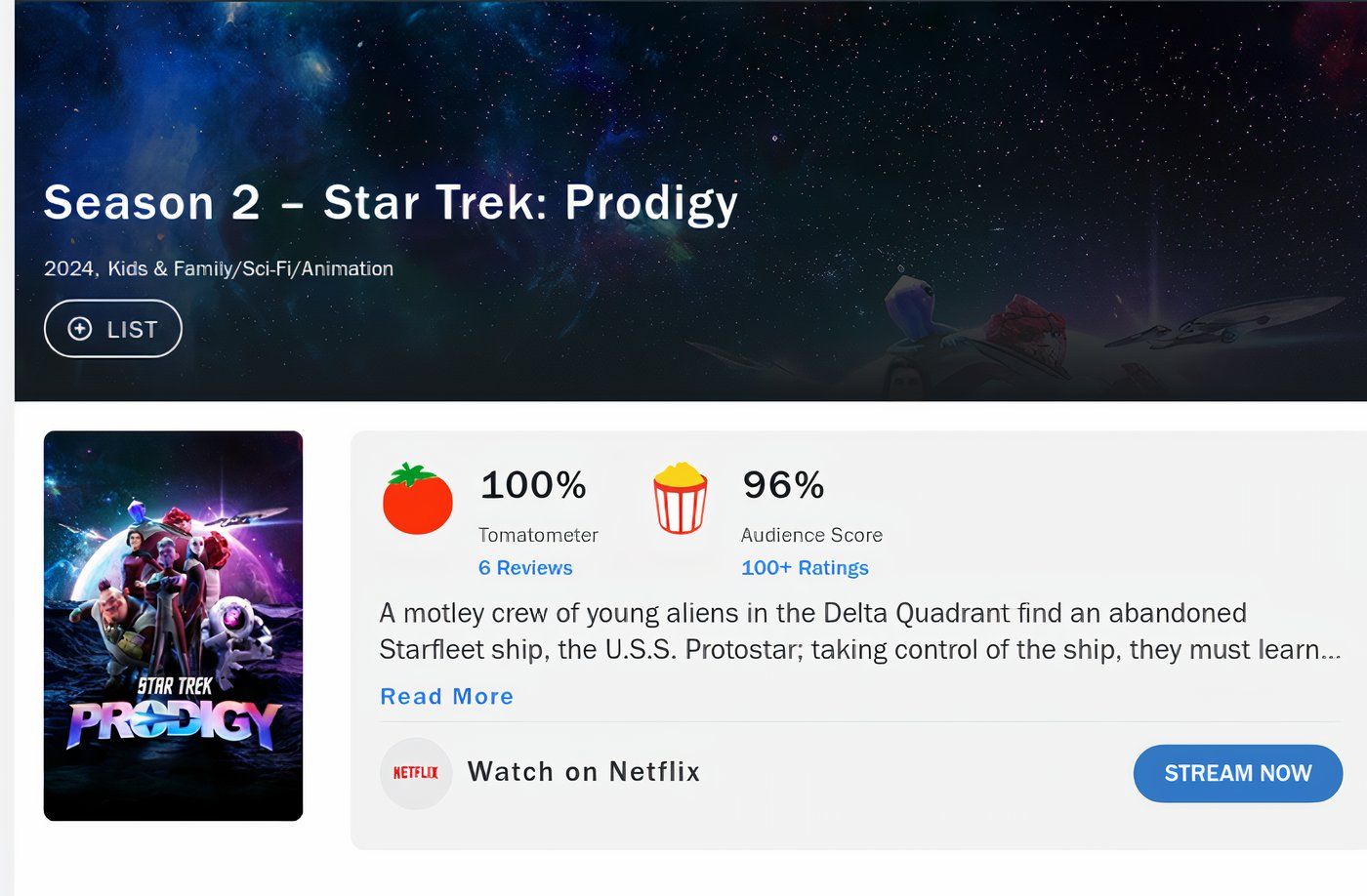 Netflix Star Trek: Prodigy имеет более высокий балл на тухлых помидорах, чем Пикард, странные новые миры и открытия