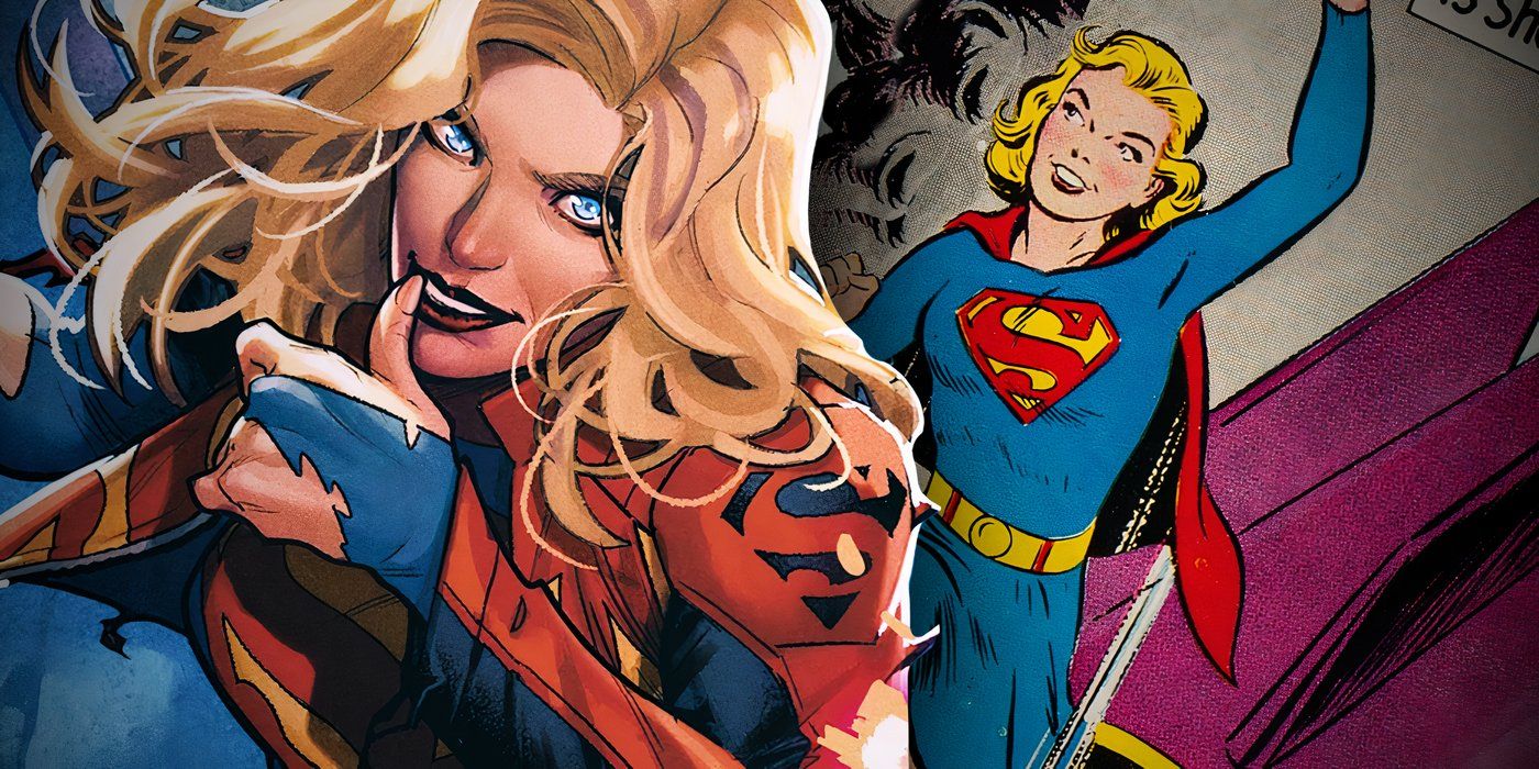 Supergirl con ropa moderna y la primera aparición del cómic.