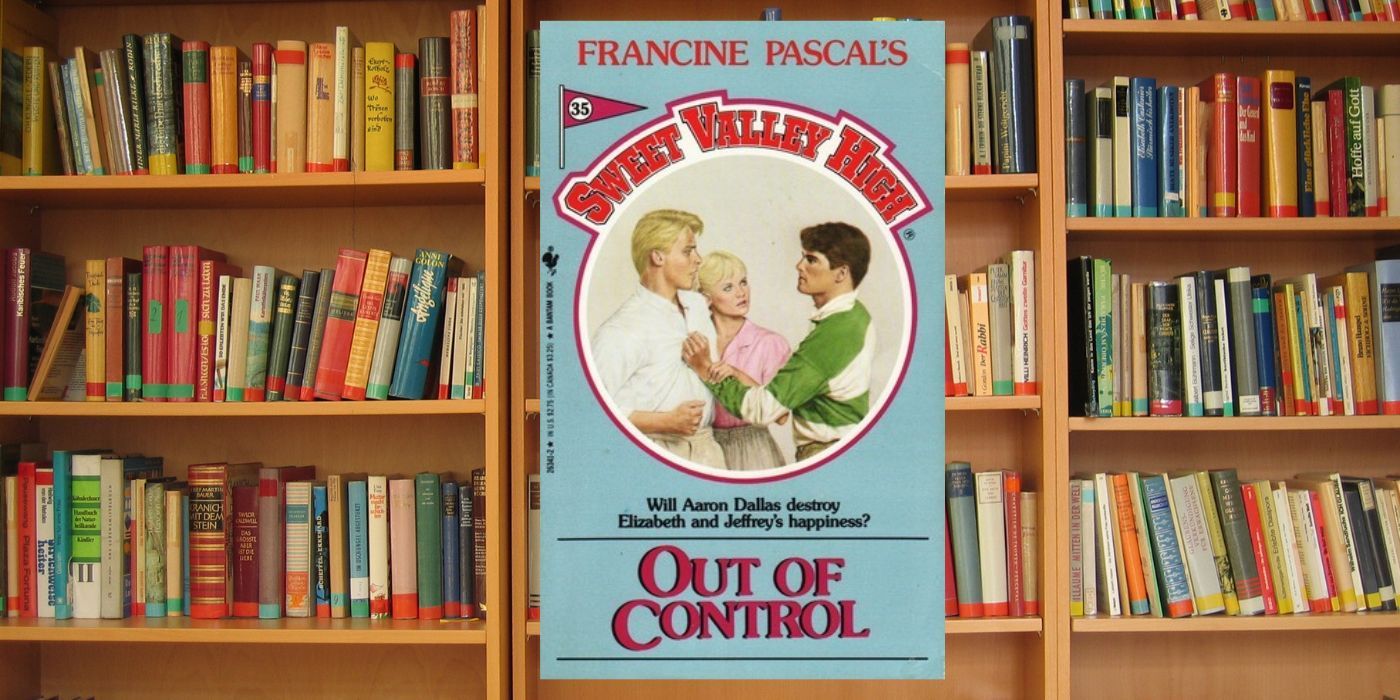 Capa Sweet Valley High Out of Control com fundo de estante