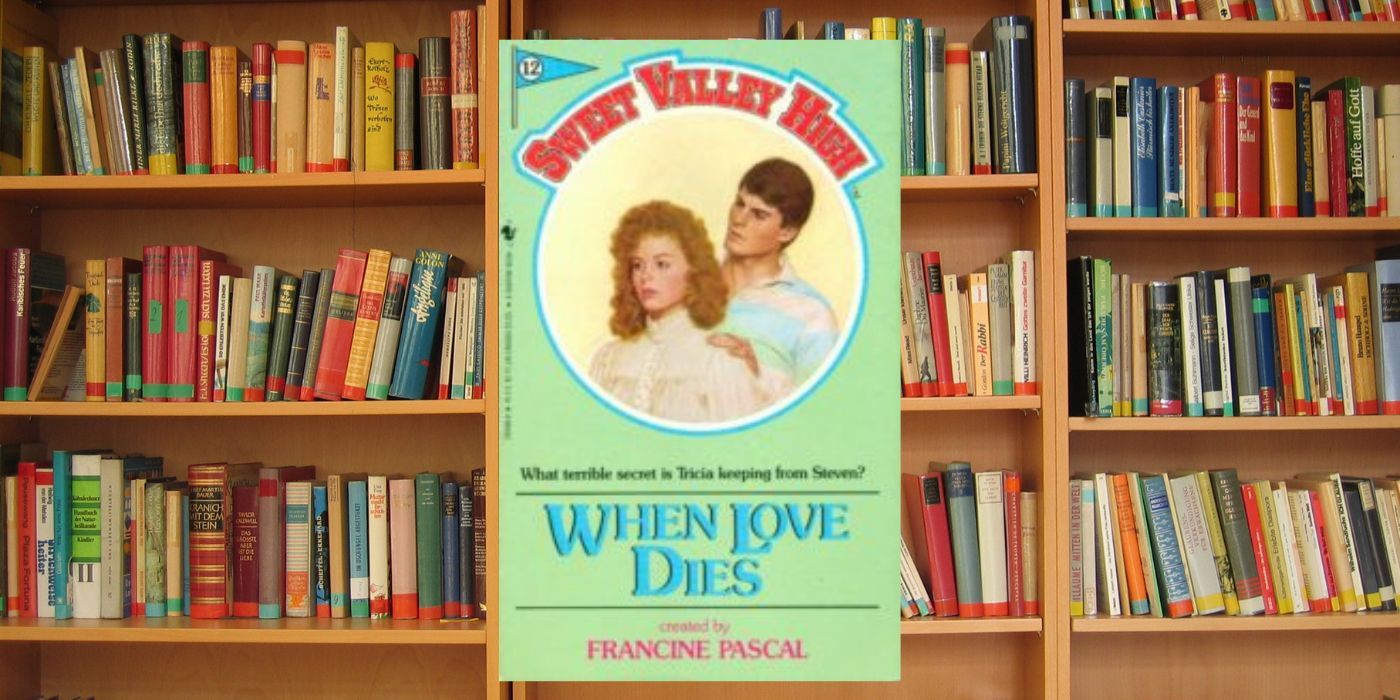 Capa de Sweet Valley High When Love Dies com fundo de estante