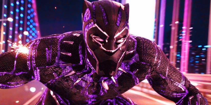 T'Challa in his vibranium costume in Black Panther