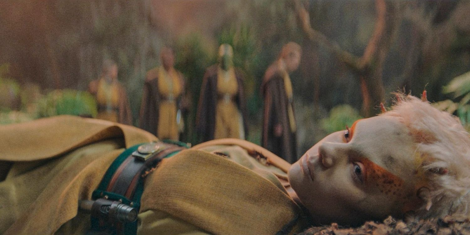 Master Vernestra and other Jedi arrive at Khofar and find the dead body of Jecki Lon (Dafne Keen) in The Acolyte season 1 episode 6