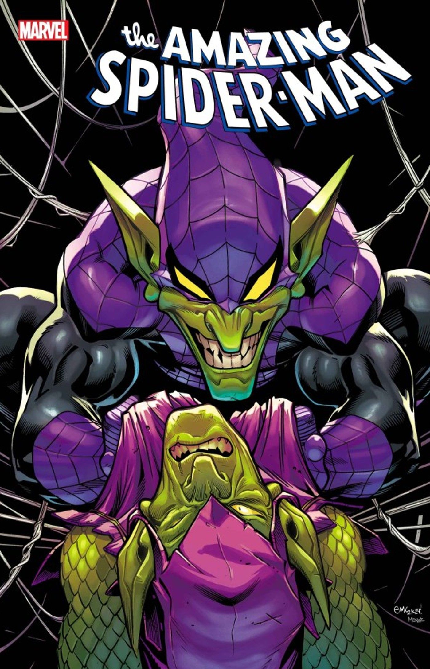 Capa da incrível revista Spider-Man #54, com o Goblin e Norman Osborn presos.