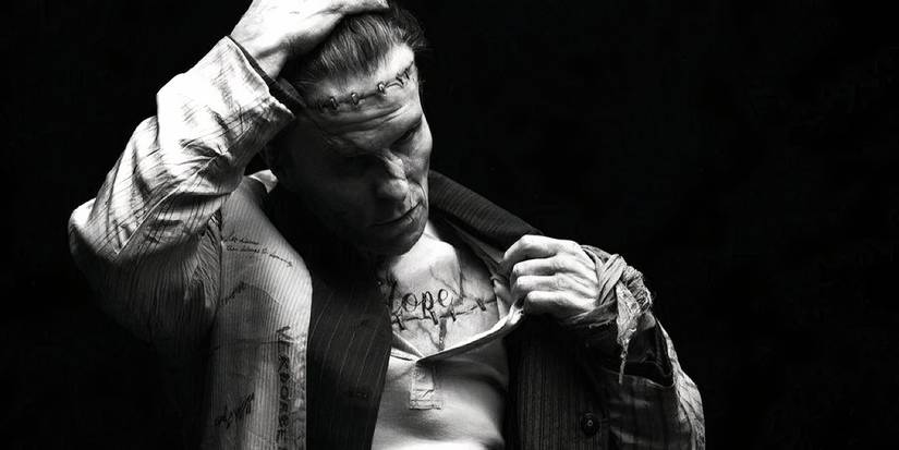 Christian Bale as Frankenstein's Monster in The Bride! 2025 early release photo