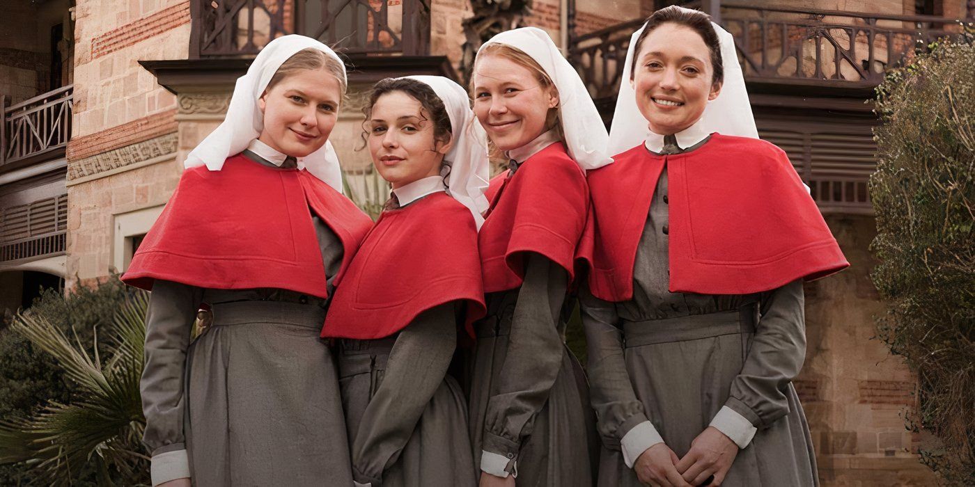 The cast of Anzac Girls posing for a photo