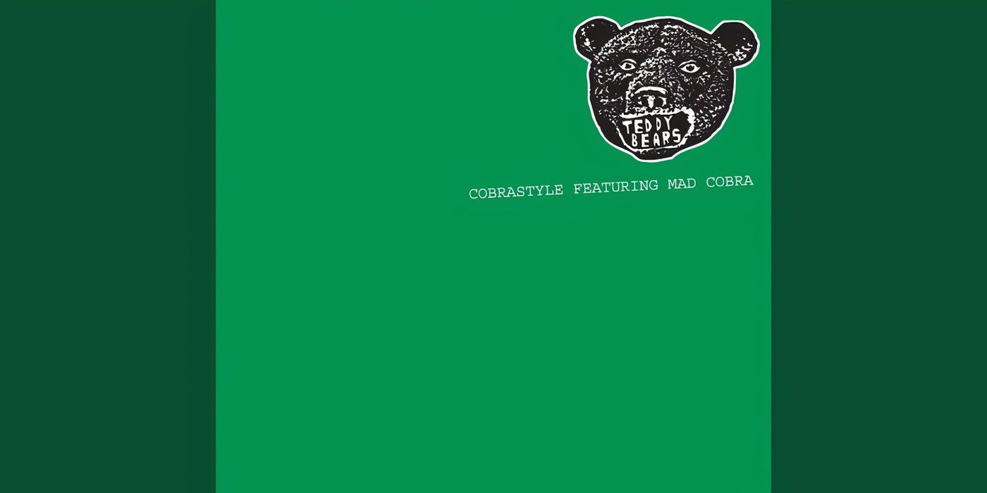 The cover of the single Teddybears Cobrastyle with a green background and a cartoon bear face in the corner.