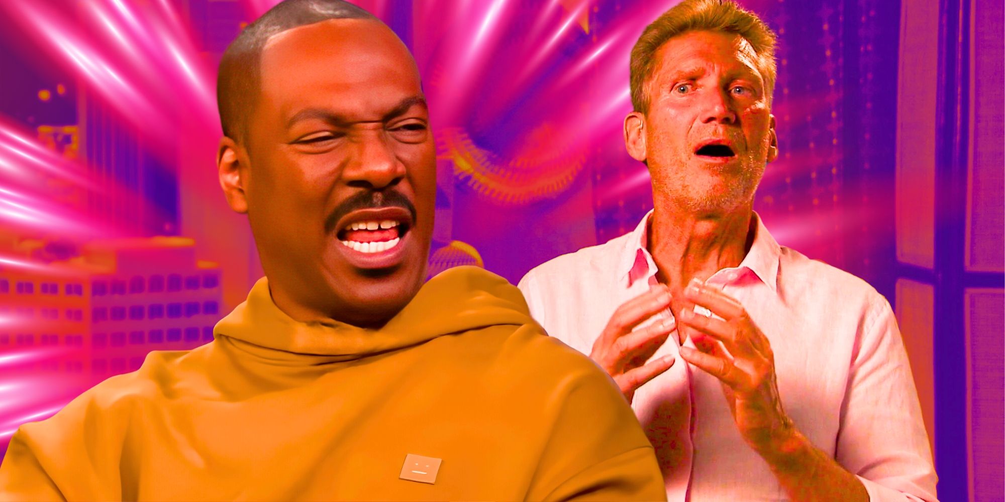 The Golden Bachelor Eddie Murphy making a bewildered face next to Gerry Turner making one too