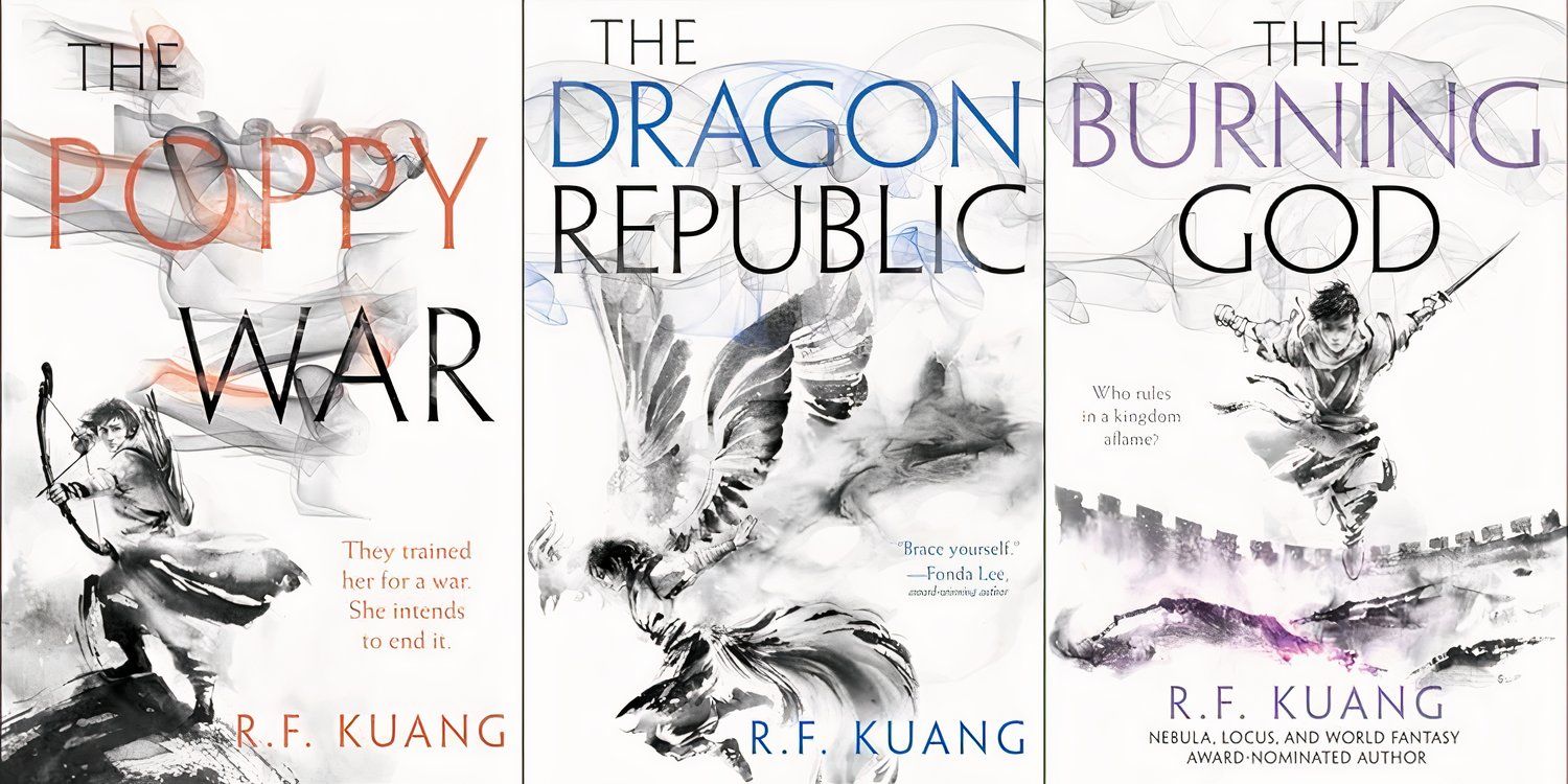 The covers of The Poppy War trilogy