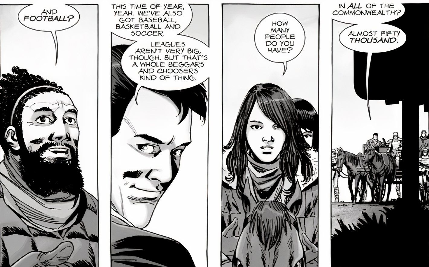 The Walking Dead #175, the number of inhabitants of the Commonwealth is given at approx 50k