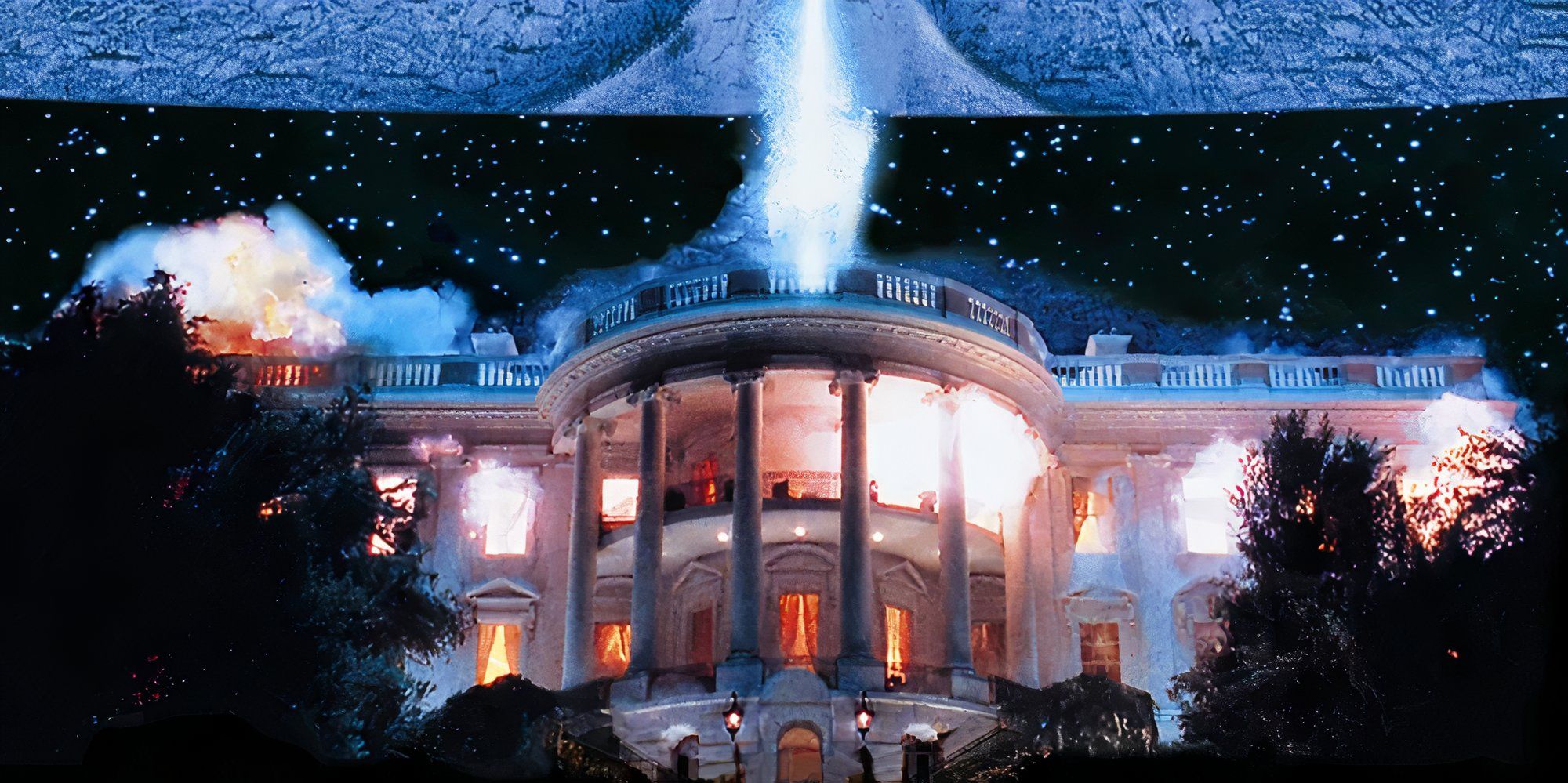 A Casa Branca sendo destruída no Dia da Independência