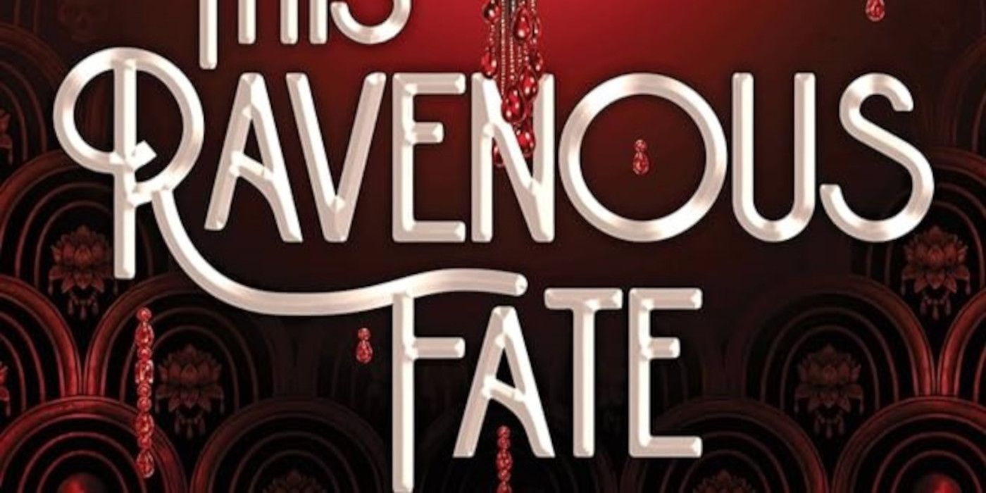 This Ravenous Fate cover featuring the title in white text and a red background with jewels