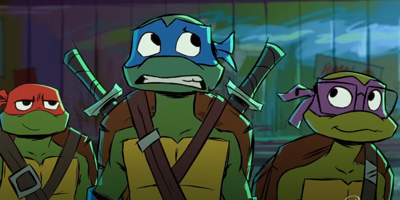 três das tartarugas ninjas mutantes adolescentes parecendo confusas