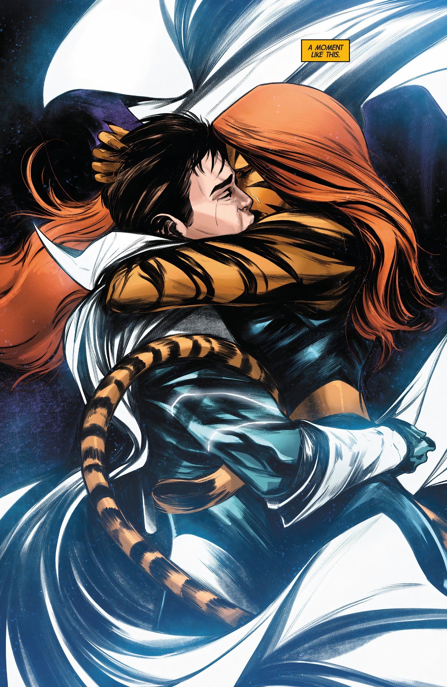 Abrazo de Tigra y Caballero Luna