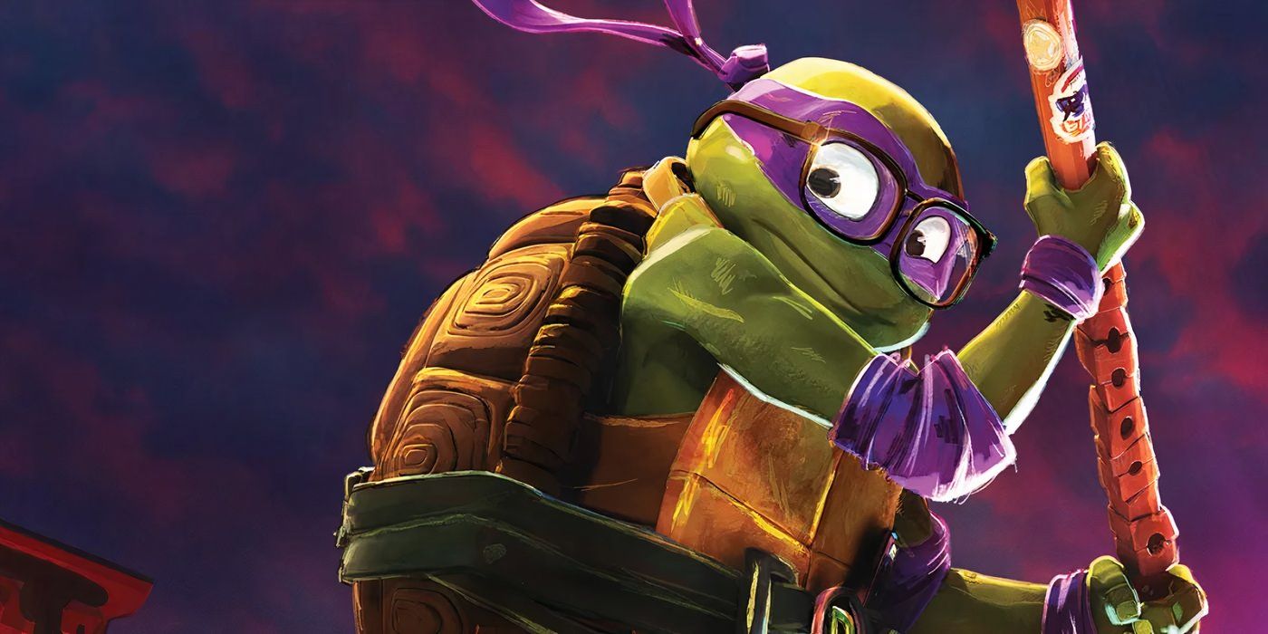 Donatello sostiene su arco en modo defensa en TMNT Mutant Mayhem