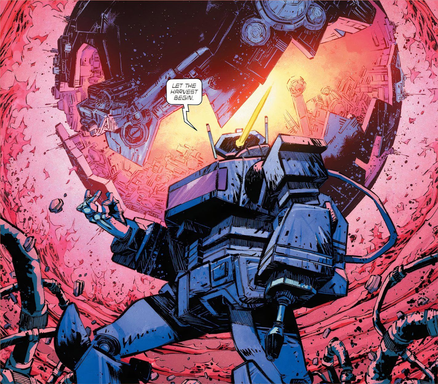 Transformers #10 Shockwave stands in front of Cybertron