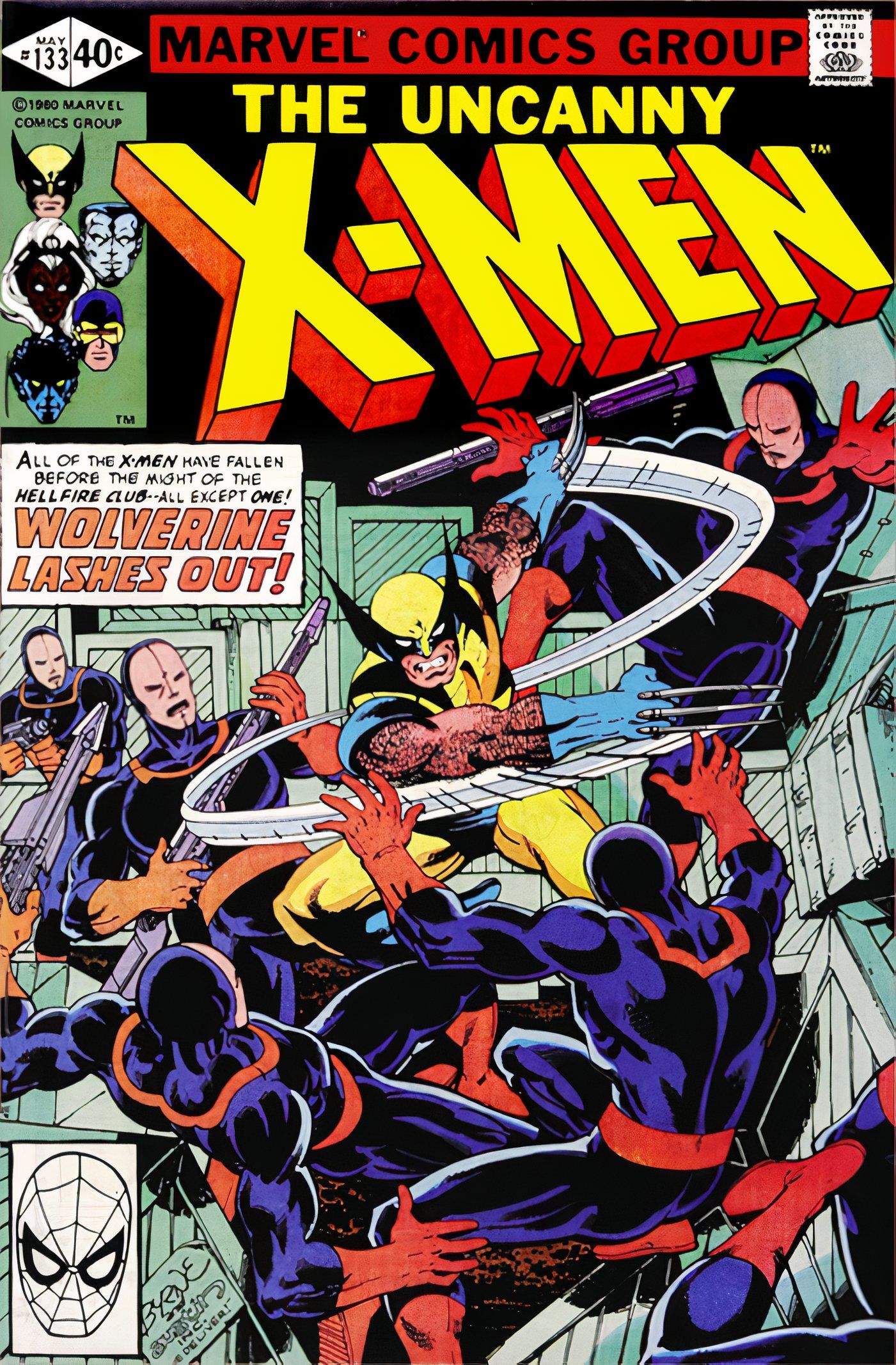 Uncanny X-Men #133 Wolverine fights Hellfire Club guards