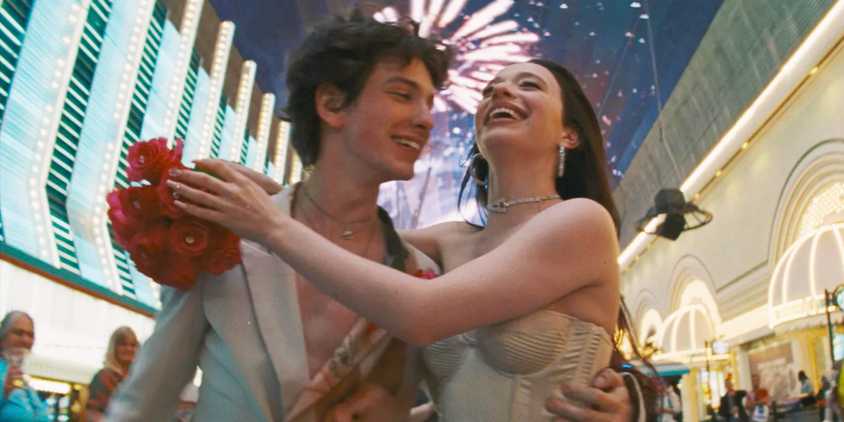 Mikey Madison and Mark Eidelstein celebrating their wedding in Las Vegas in Anora