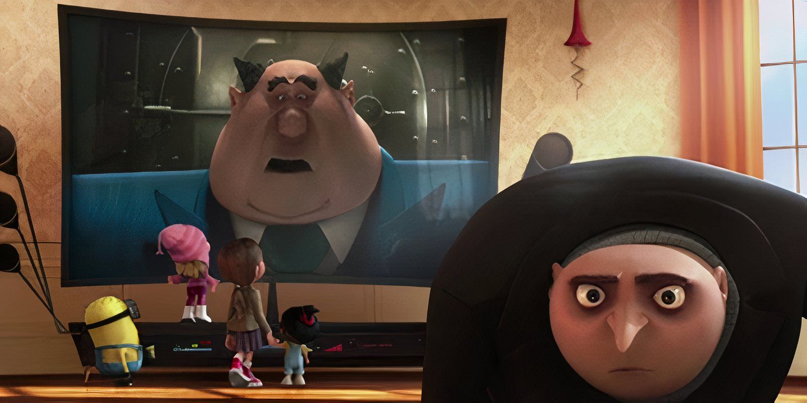 Mr Perkins on TV in Gru's house in Despicable Me