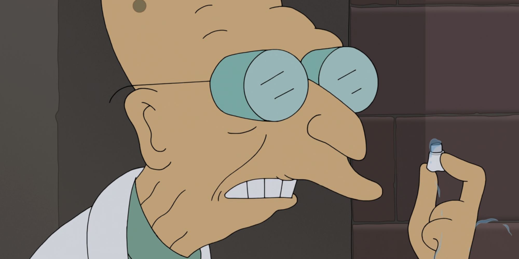 Farnsworth mantiene sus dientes en Futurama