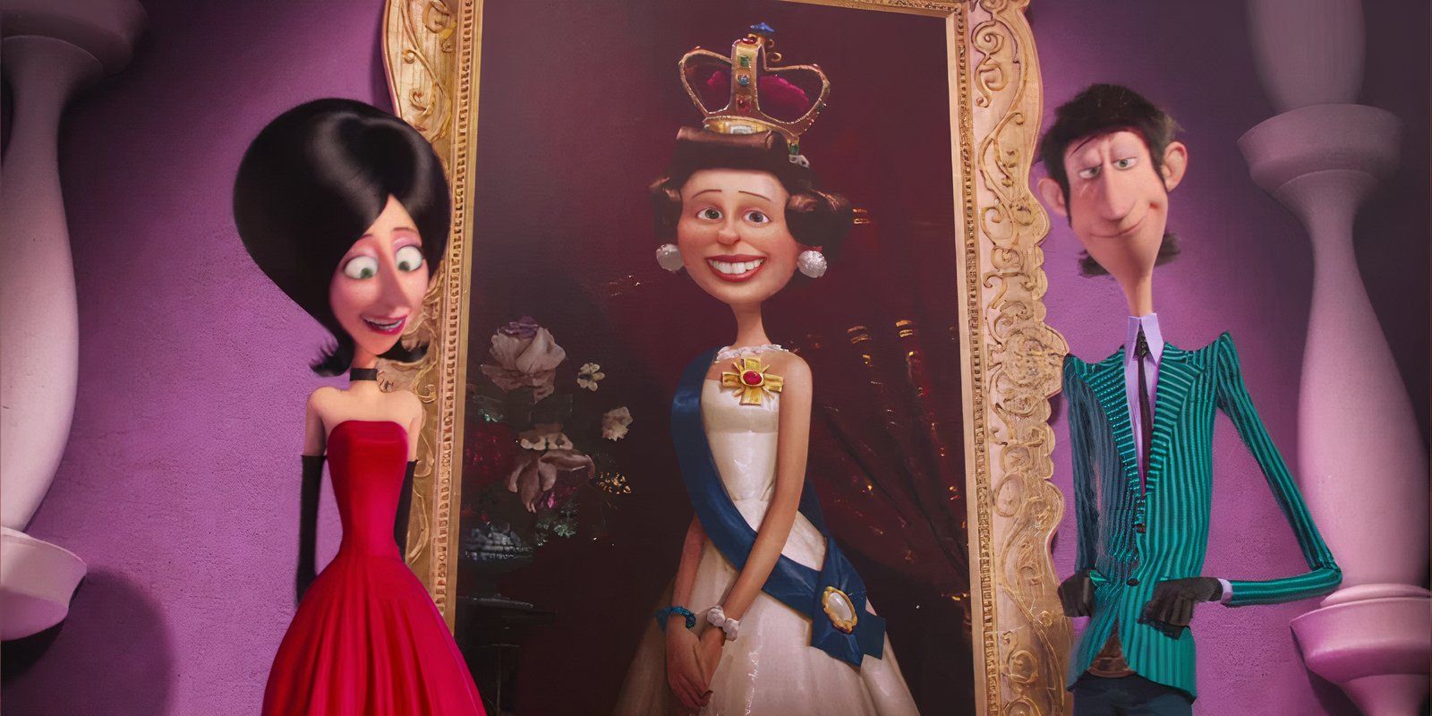 Herb and Scarlet Overkill with a picture of the queen in Minions