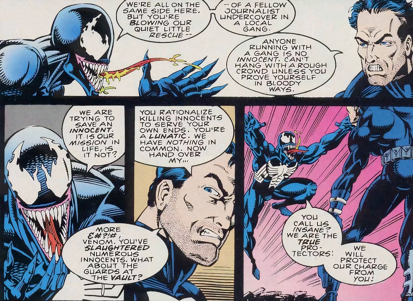 Venom: Funeral Pyre #1, Venom e o Justiceiro discordam sobre a definição de "inocente".