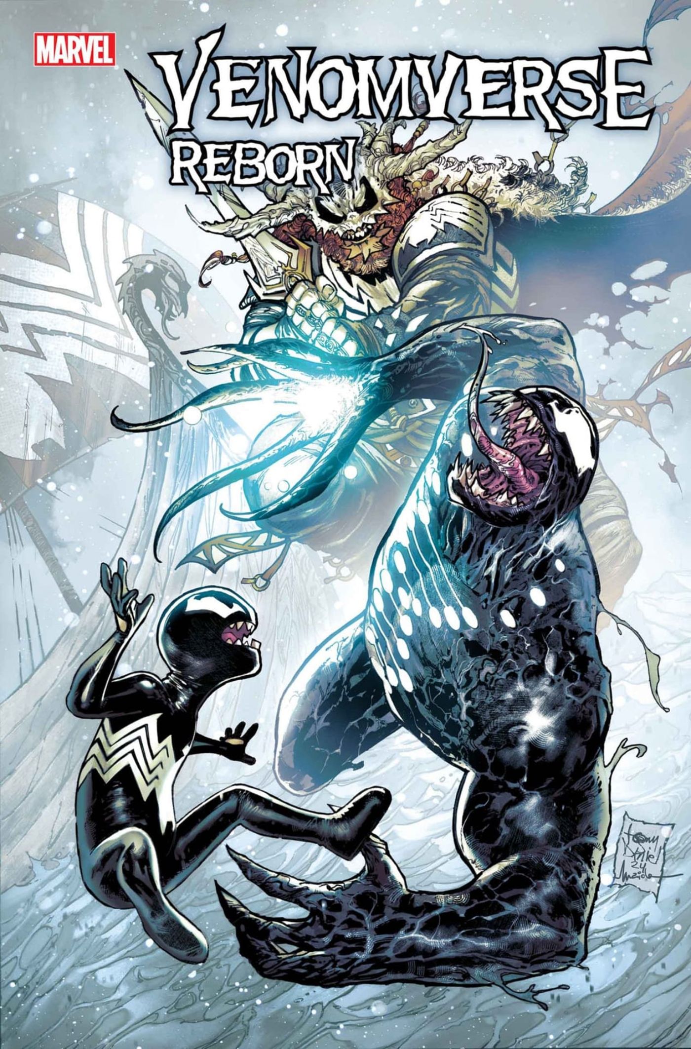 Capa de Venomverse Reborn #2 apresentando Kid Venom e Venom de Venom: The End.