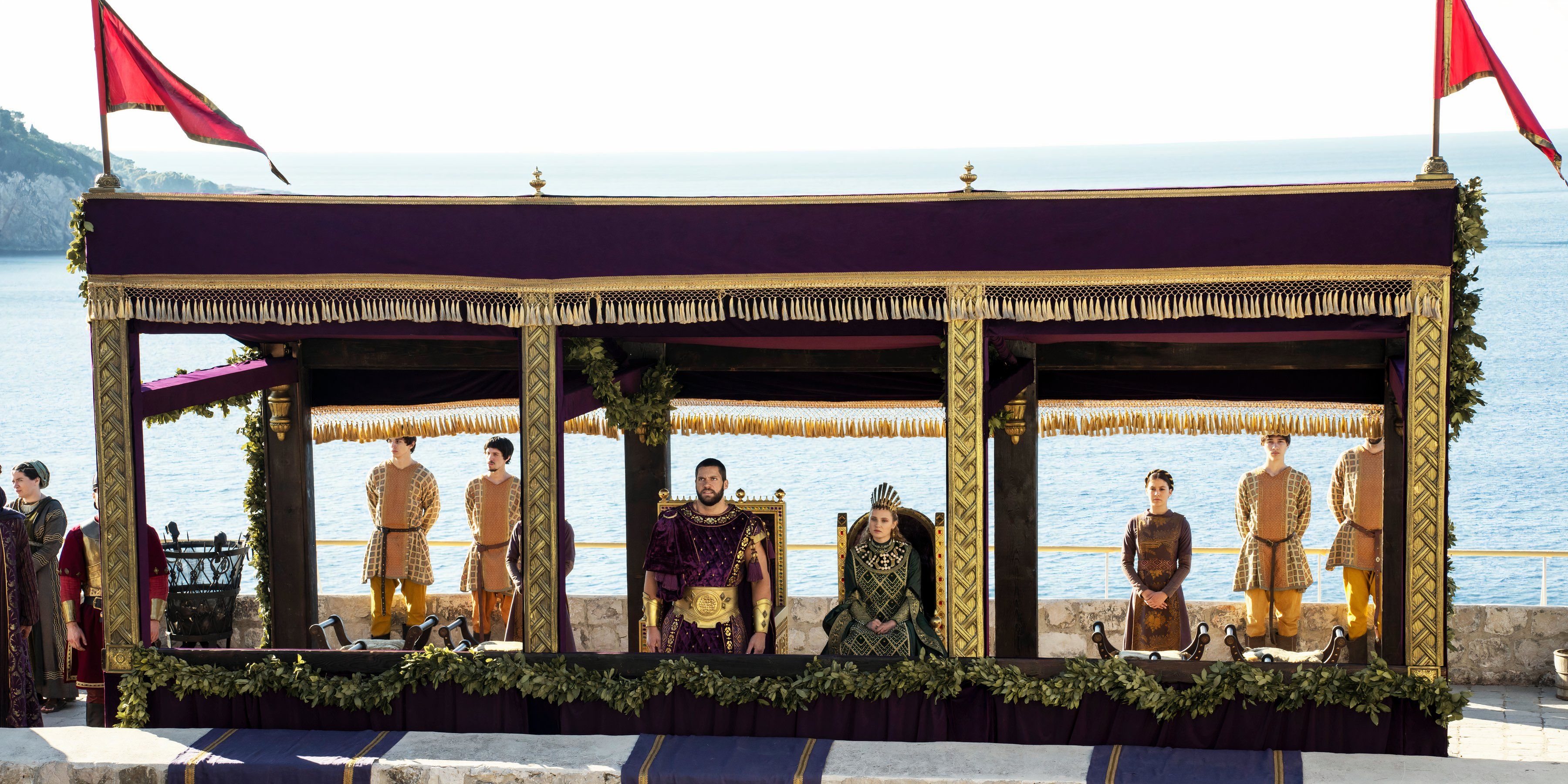 Vikings Valhalla season 3 Constantinople Emperor Maniakes and Empress Zoe with their guards