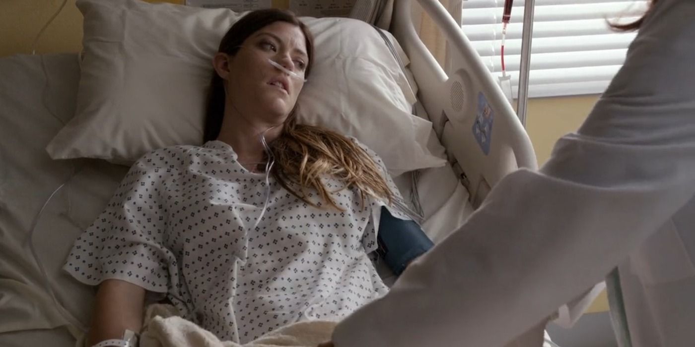 Debra Morgan in a hospital bed in Dexter Season 8, Episode 12, “Remember the Monsters”