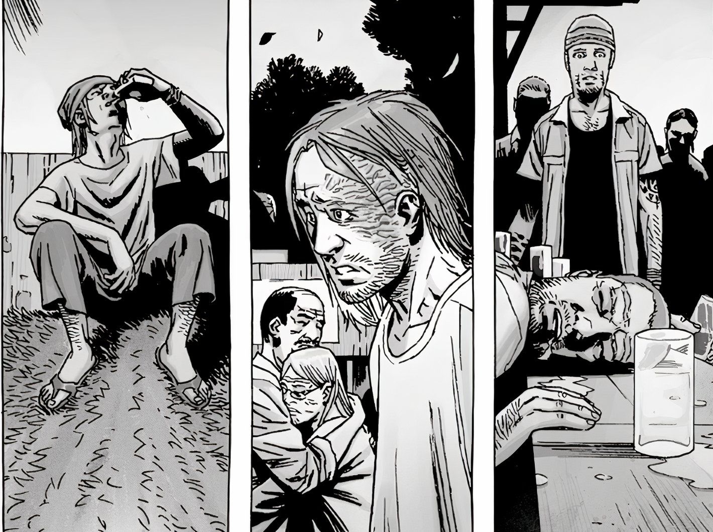 Walking Dead, characters drink to cope with the deaths of members of their community