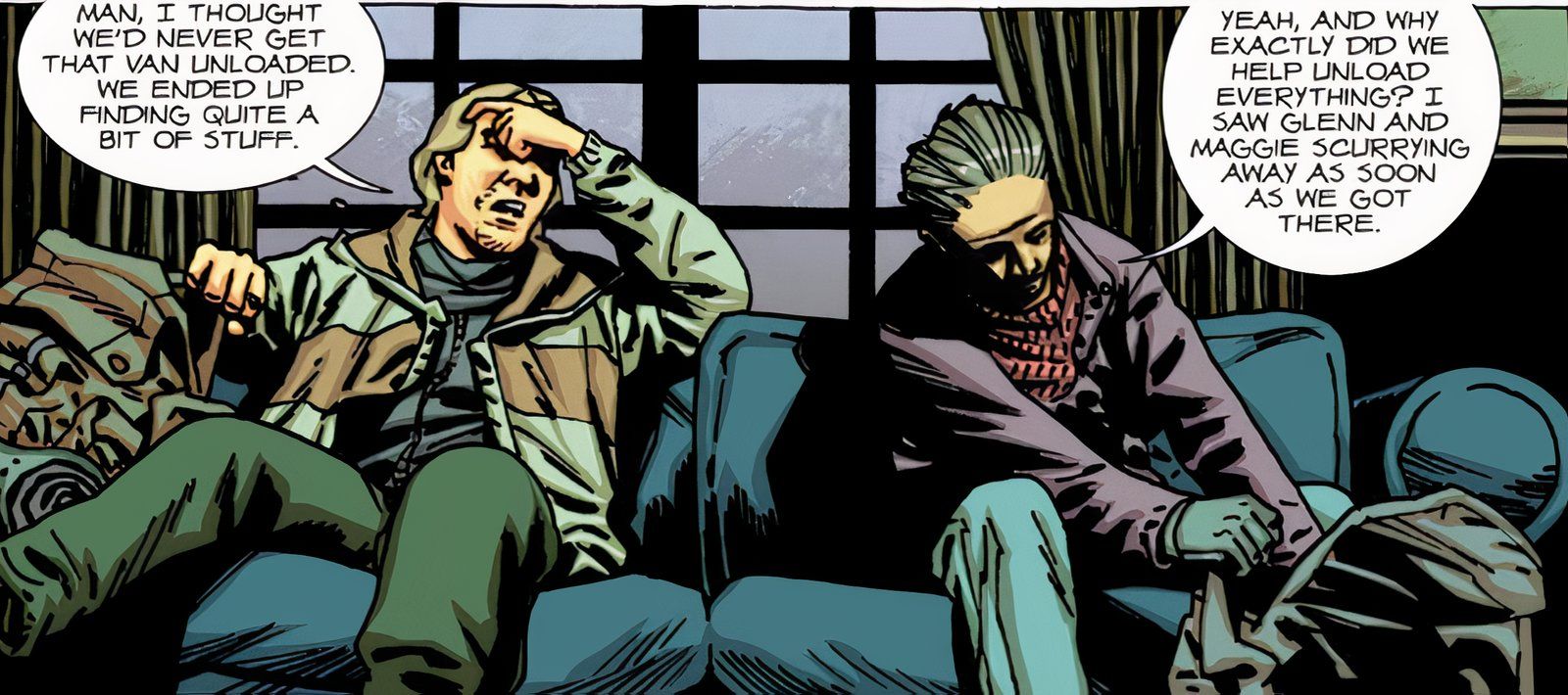 Walking Dead Deluxe #91, Aaron and Eric after a long exhausting day.