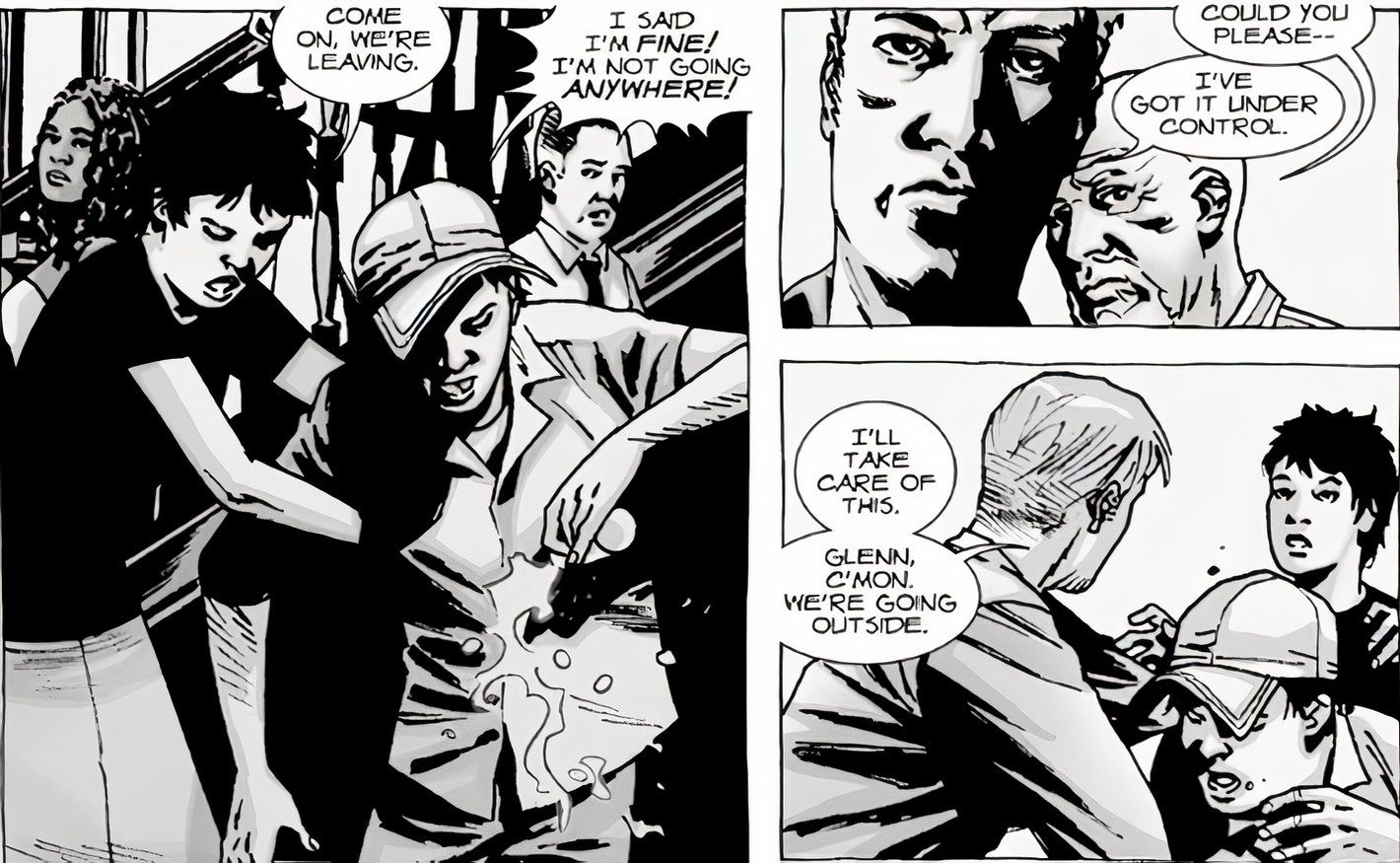 Walking Dead, Glenn pretends to be drunk.